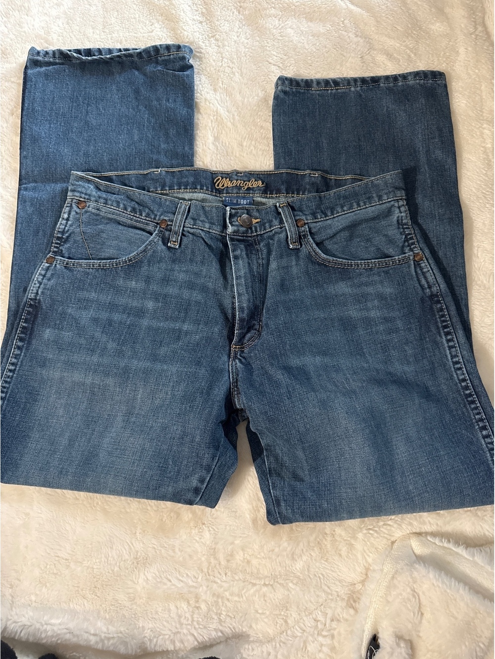 Wrangler Men's Blue Denim Jeans 33x30 Classic Fit 100% Cotton - Picture 3 of 3